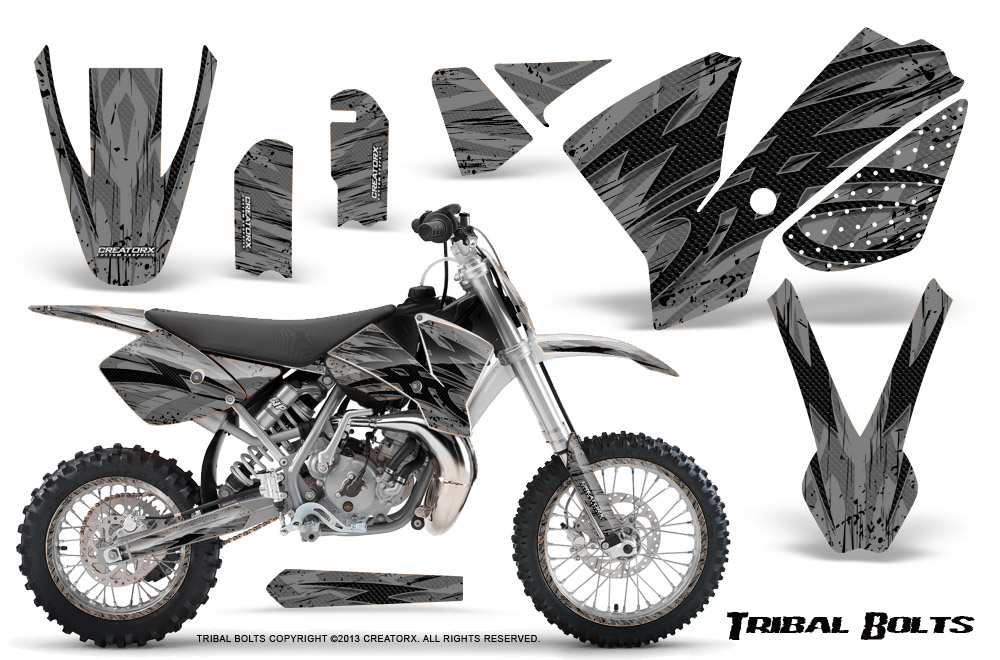 KTM SX65 02-08 Graphics Kit Tribal Bolts Silver NP Rims